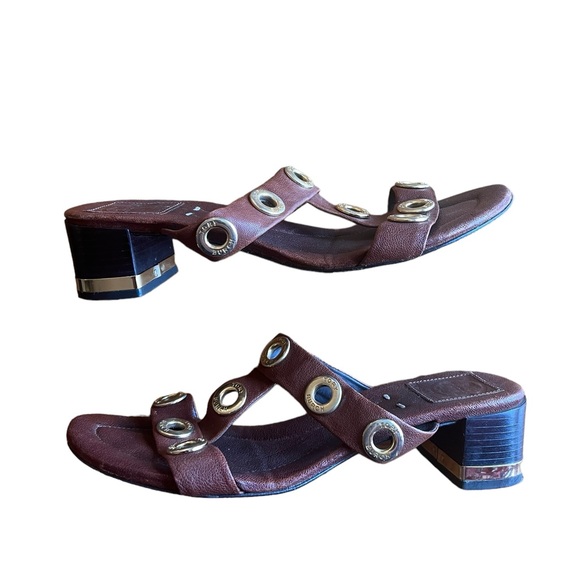 Tory Burch Brown Strappy Sandals with Gold Grommets - Picture 5 of 9